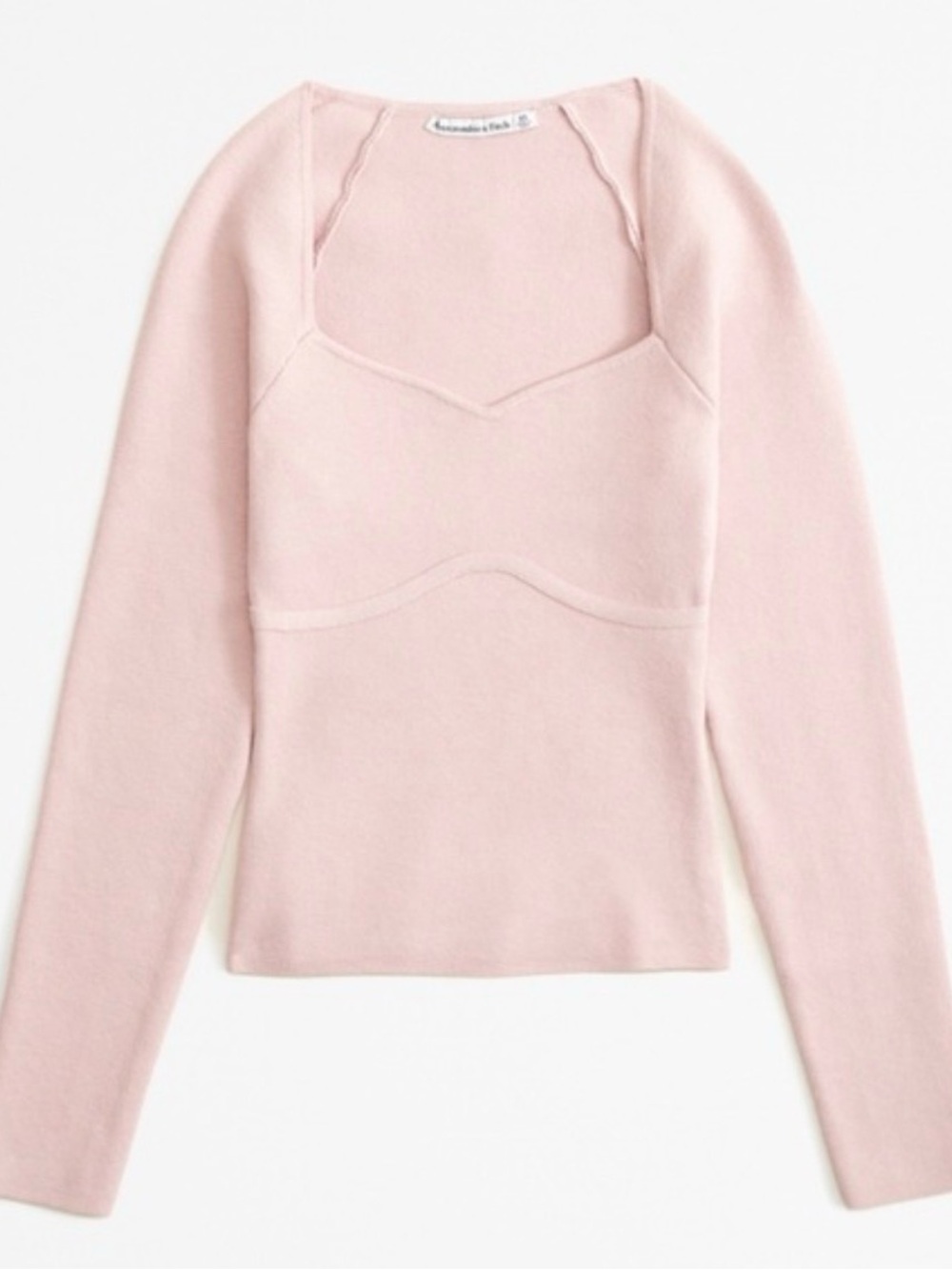 Abercrombie Light Pink Long Sleeve Sweetheart Neck Sweater